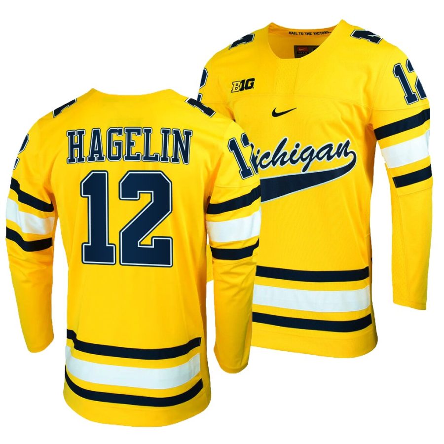 michigan wolverines carl hagelin college hockey maize alumni jersey