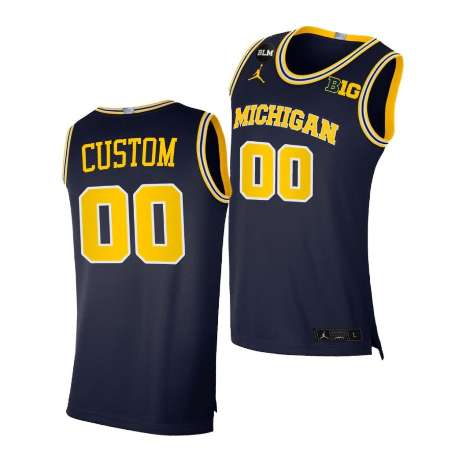 michigan wolverines custom 2021 big ten regular season champions blm navy jersey