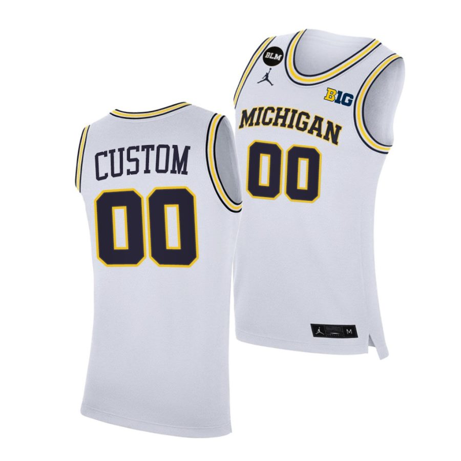 michigan wolverines custom 2021 big ten regular season champions blm white jersey