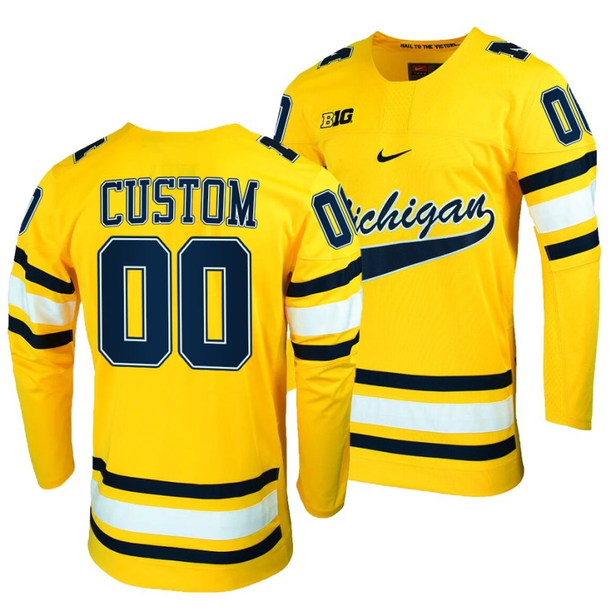 michigan wolverines custom college hockey maize replica jersey