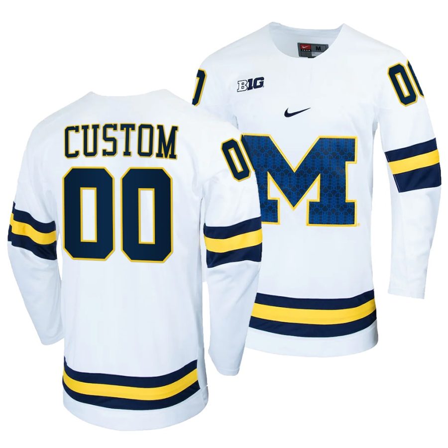 michigan wolverines custom college hockey white replica jersey