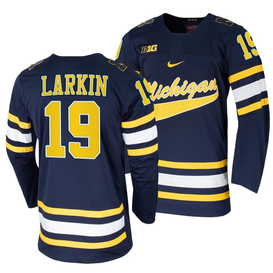 michigan wolverines dylan larkin college hockey navy alumni jersey