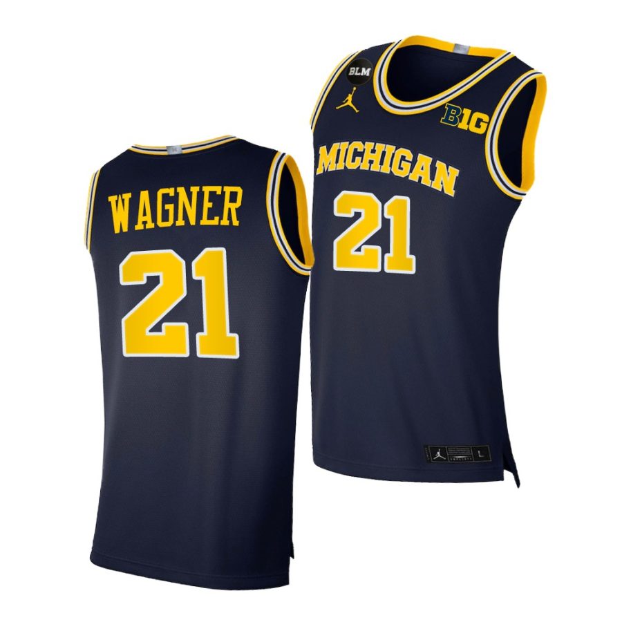 michigan wolverines franz wagner 2021 big ten regular season champions blm navy jersey