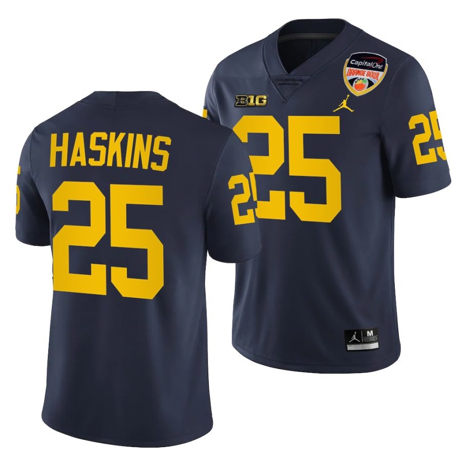 michigan wolverines hassan haskins navy 2021 orange bowl college football playoff jersey