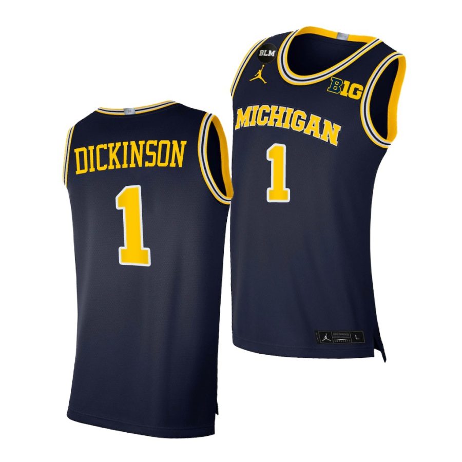 michigan wolverines hunter dickinson 2021 big ten regular season champions blm navy jersey