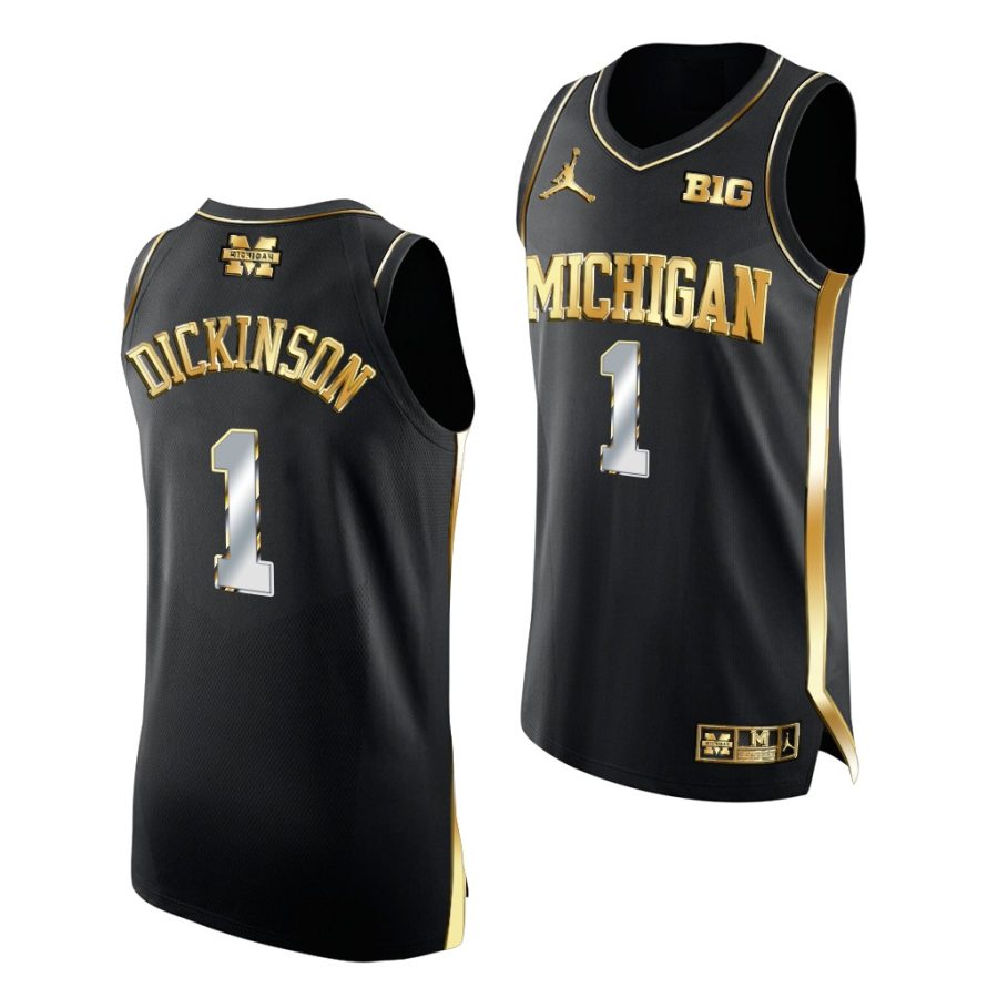 michigan wolverines hunter dickinson 2021 march madness golden authentic black jersey