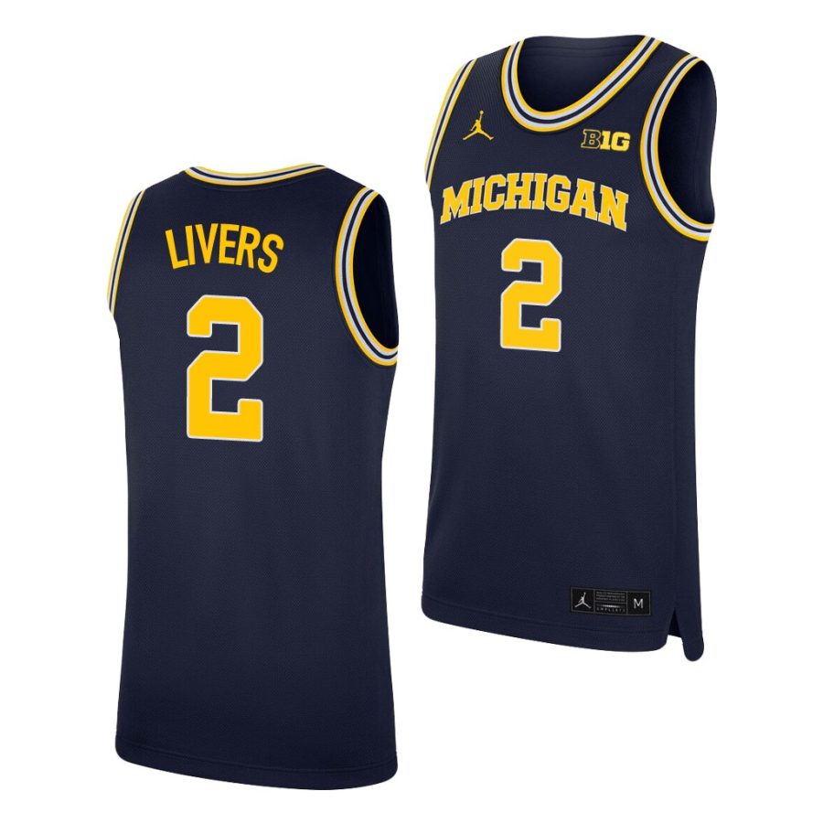 michigan wolverines isaiah livers navy replica college basketball jersey