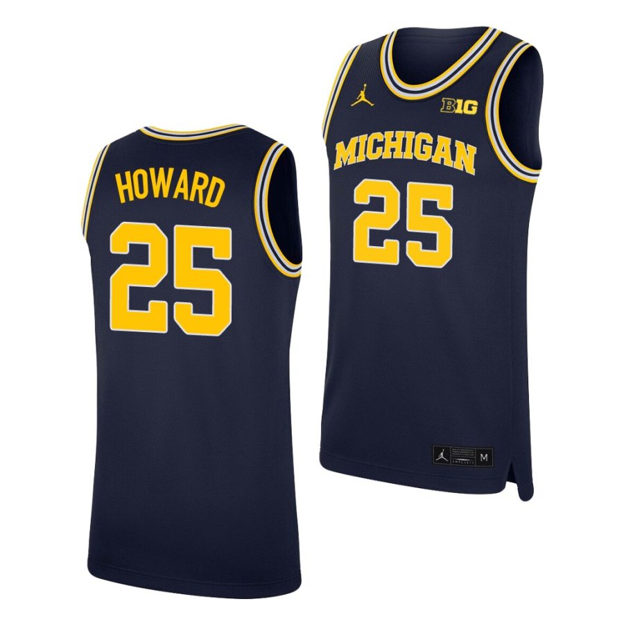 michigan wolverines jace howard navy replica college basketball jersey