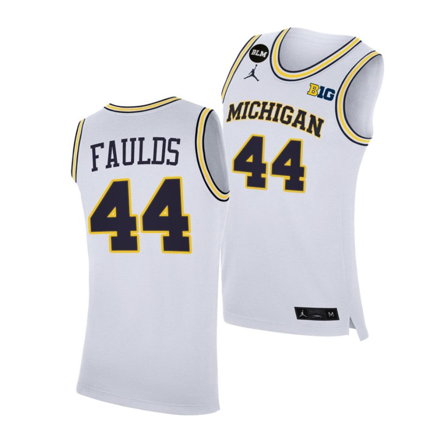 michigan wolverines jaron faulds 2021 big ten regular season champions blm white jersey