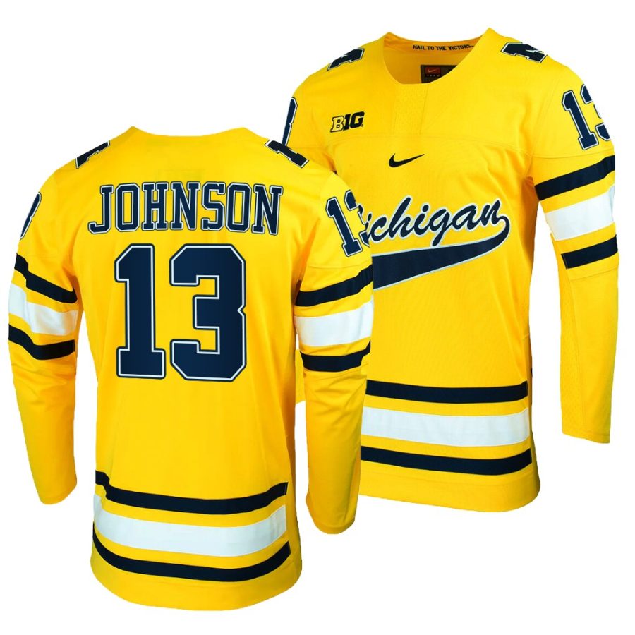 michigan wolverines kent johnson college hockey maize replica jersey