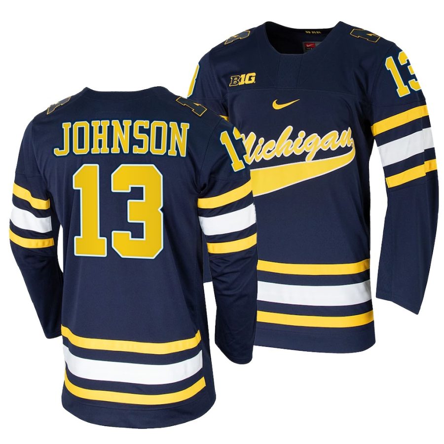 michigan wolverines kent johnson college hockey navy replica jersey