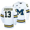 michigan wolverines kent johnson college hockey white replica jersey