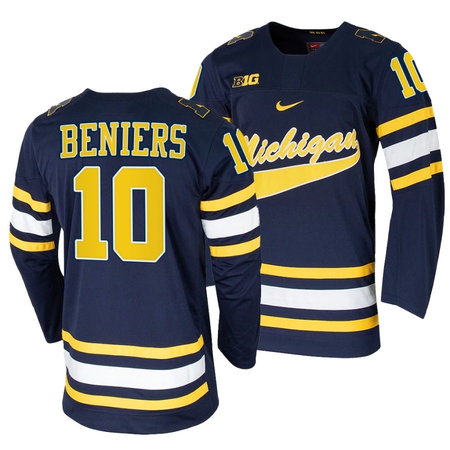 michigan wolverines matty beniers college hockey navy replica jersey