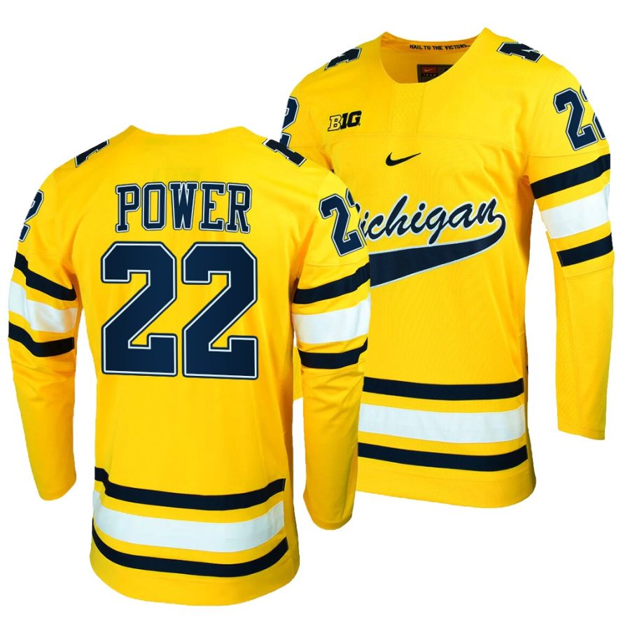 michigan wolverines owen power college hockey maize replica jersey