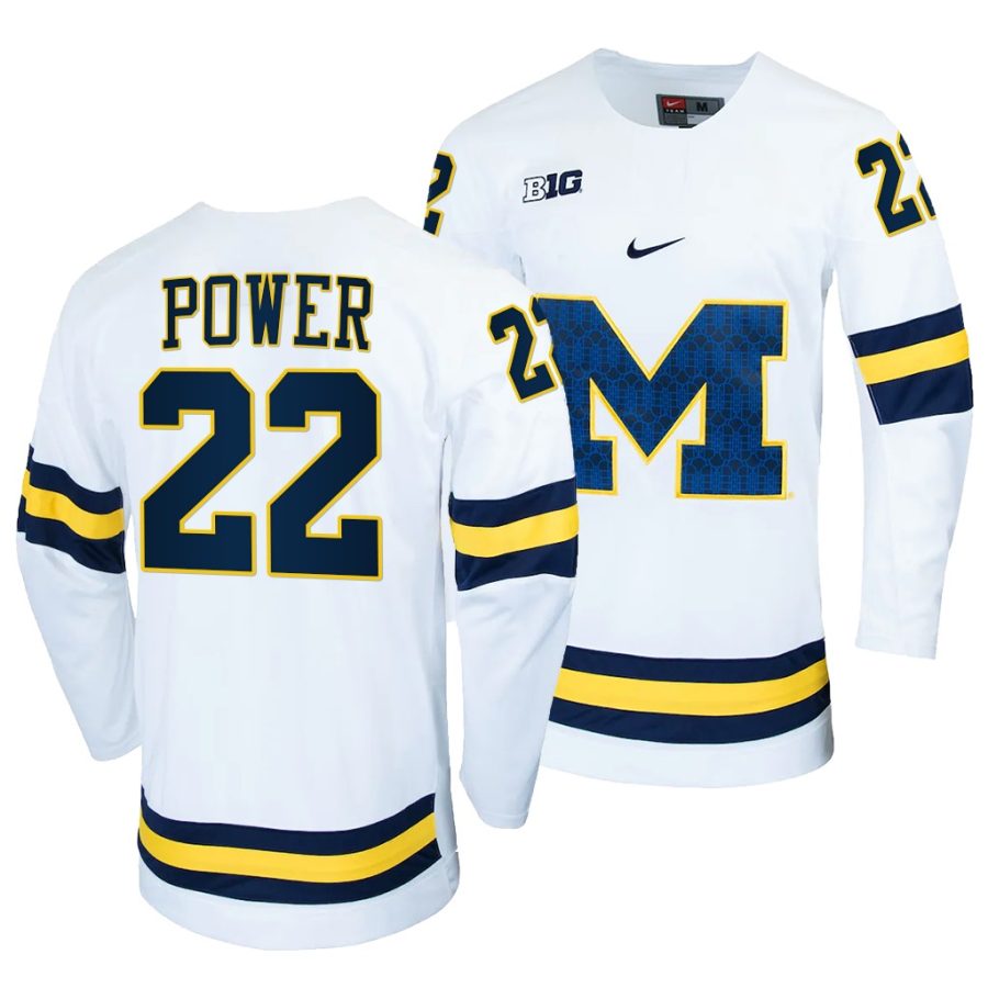 michigan wolverines owen power college hockey white replica jersey