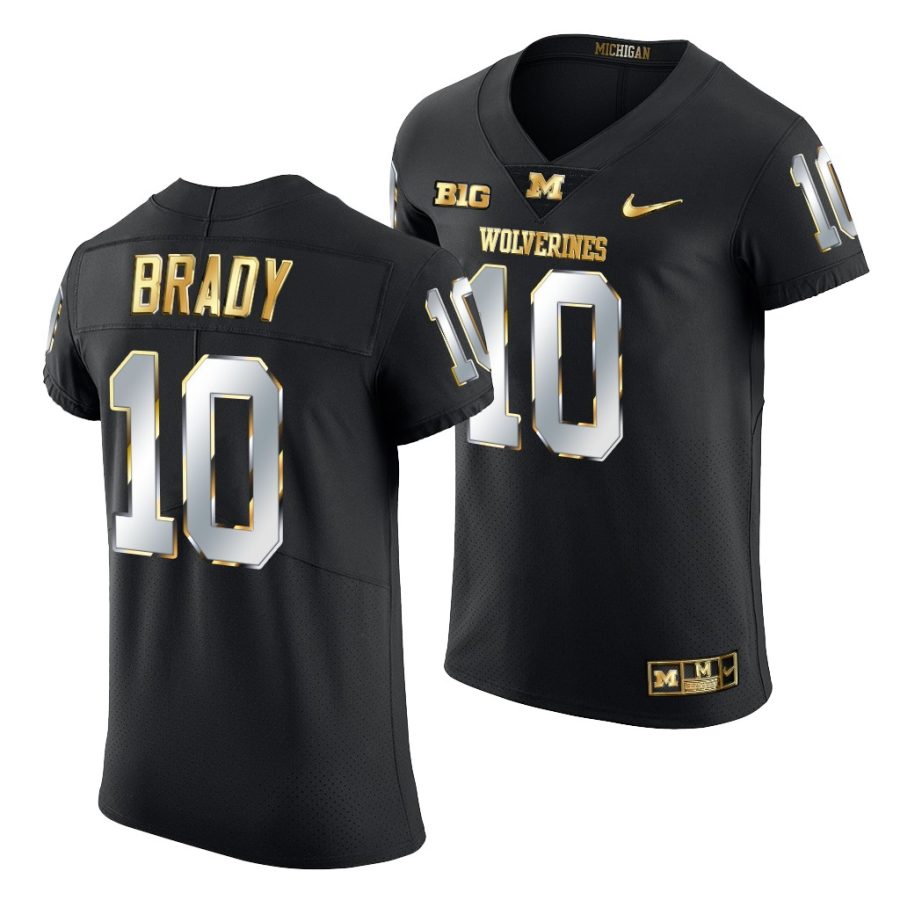 michigan wolverines tom brady golden edition nfl alumni mvp black jersey