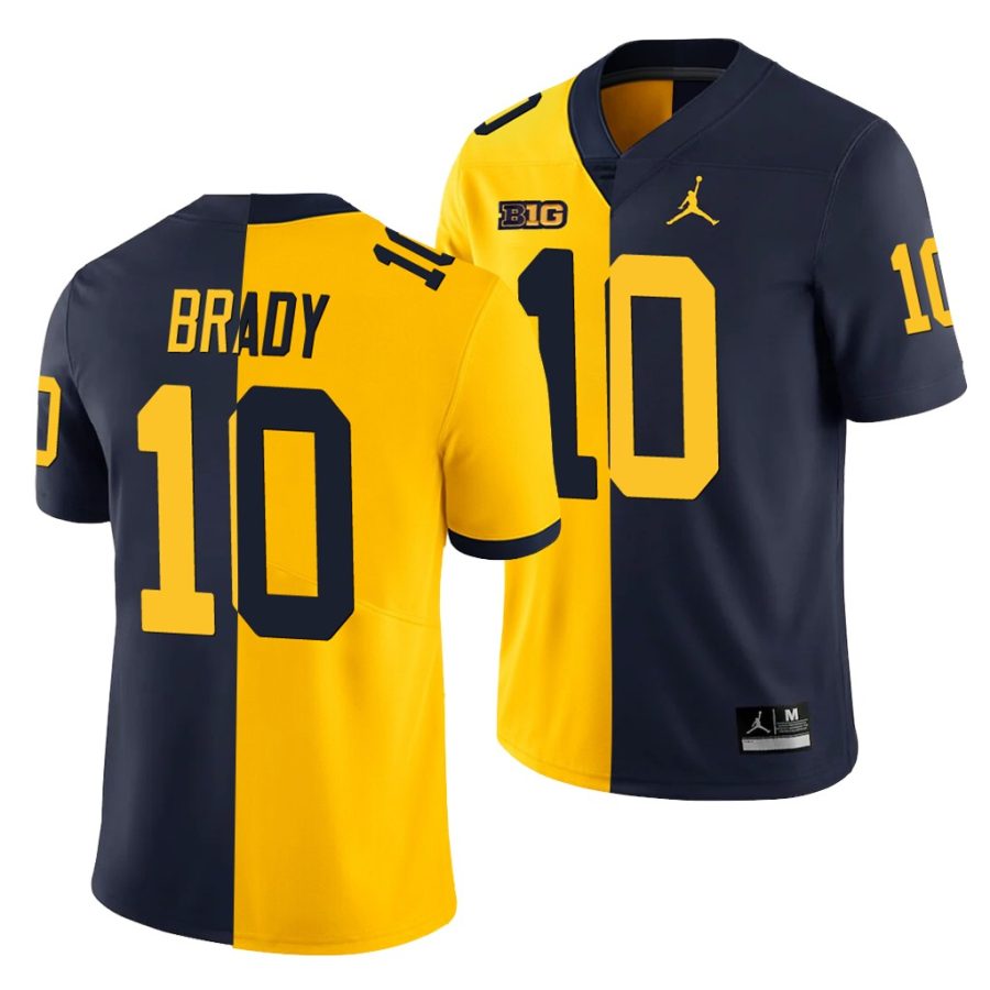 michigan wolverines tom brady maize navy split edition men jersey