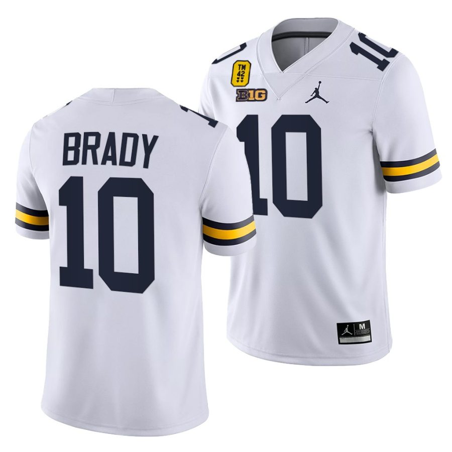 michigan wolverines tom brady white tm 42 patch oxford strong jersey