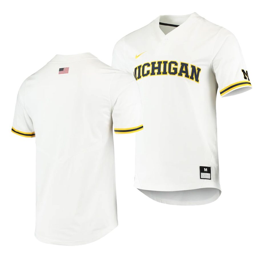 michigan wolverines white college baseball replica jersey