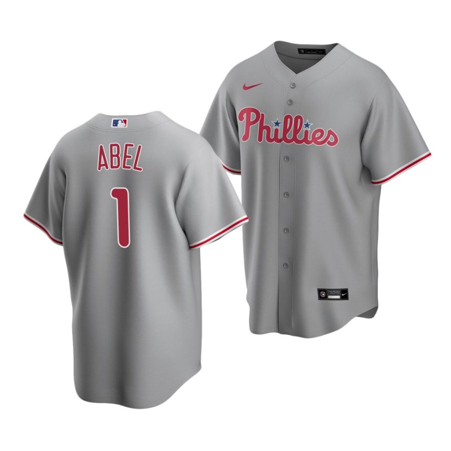 mick abel phillies 2020 mlb draft replica road gray jersey