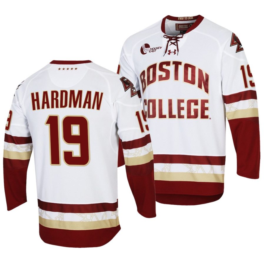 mike hardman ncaa college hockey white replica jersey