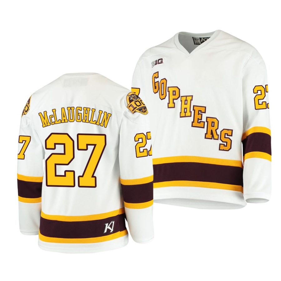 minnesota golden gophers blake mclaughlin 2021 b1g tournament championship white throwback jersey