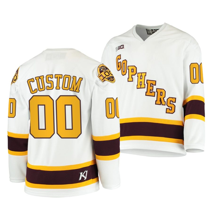 minnesota golden gophers custom 2020 21 100th season white college hockey jersey