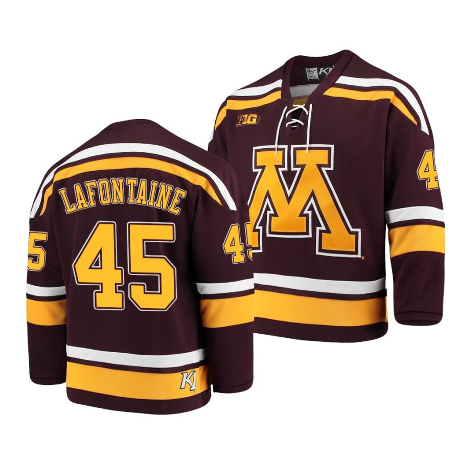 minnesota golden gophers jack lafontaine 2021 b1g tournament championship maroon replica jersey