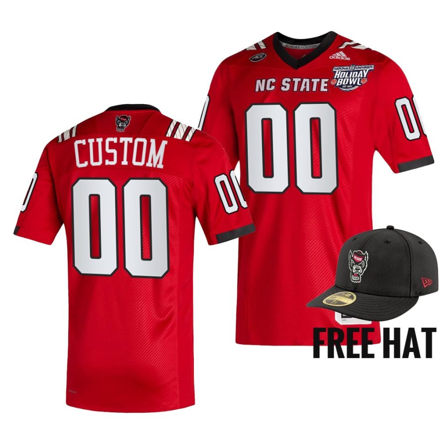 nc state wolfpack custom red 2021 holiday bowl free hat jersey