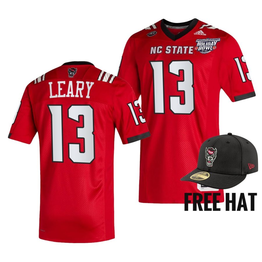 nc state wolfpack devin leary red 2021 holiday bowl free hat jersey