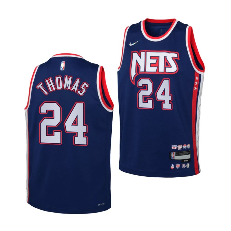 nets cameron thomas youth blue city edition 2021 22 jersey