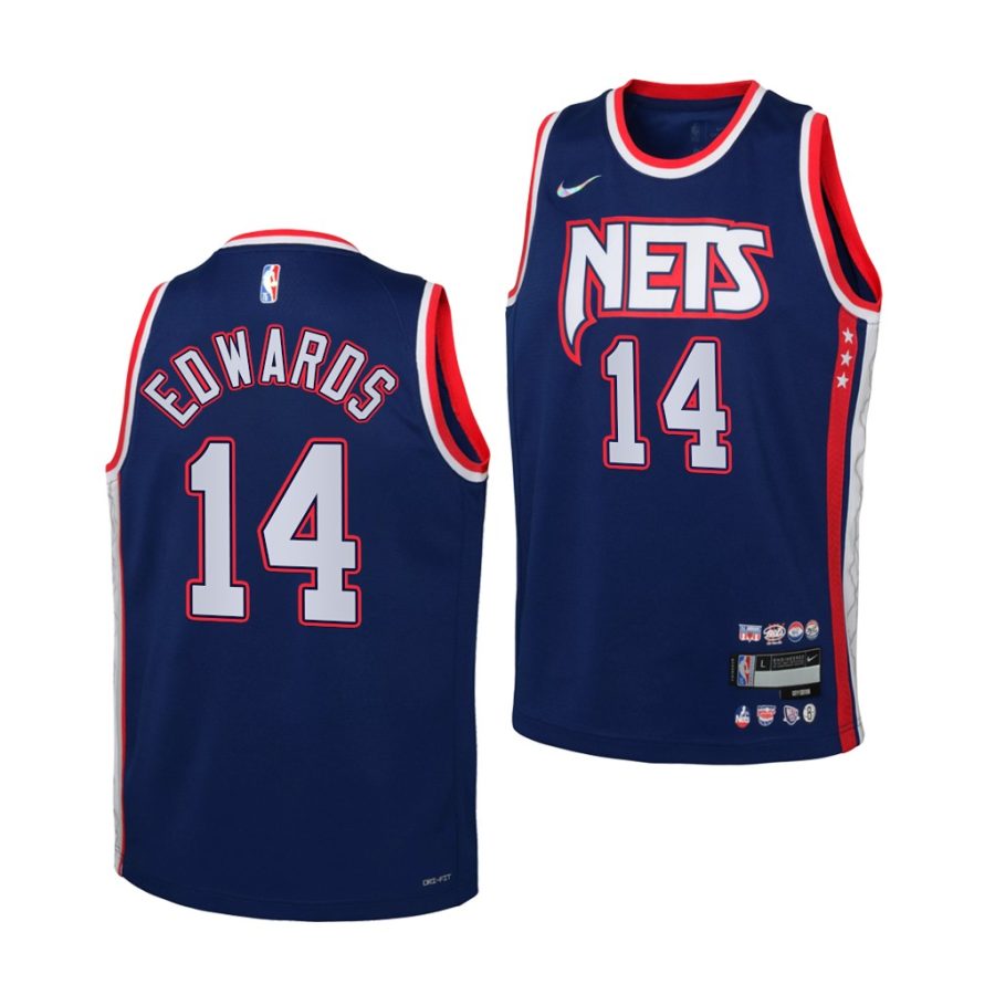 nets kessler edwards youth blue city edition 2021 22 jersey