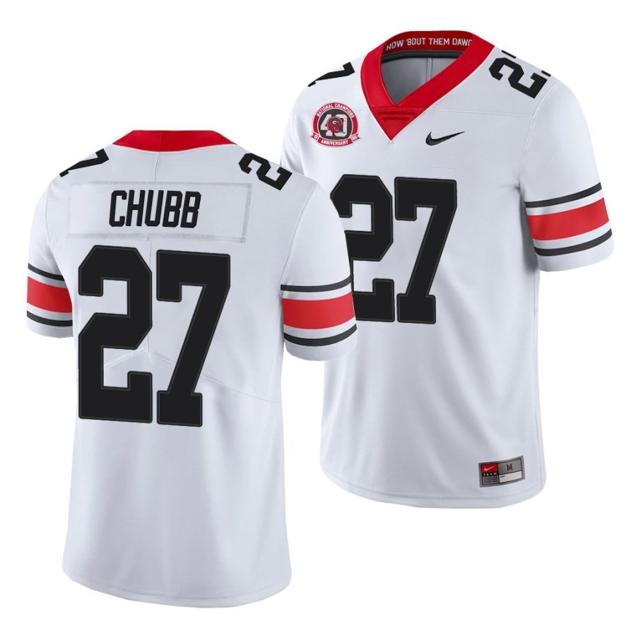 nick chubb white college football men's jersey