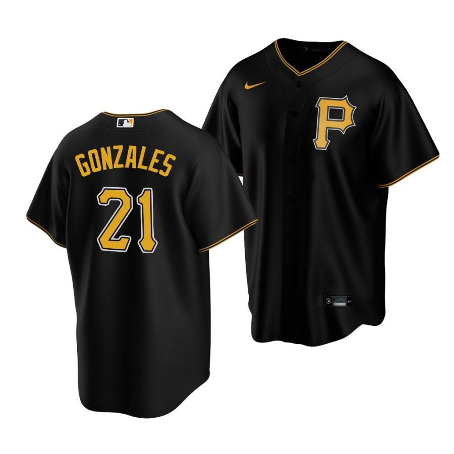 nick gonzales pirates 2020 mlb draft replica alternate black jersey