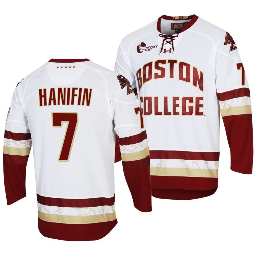 noah hanifin nhl college hockey white replica jersey