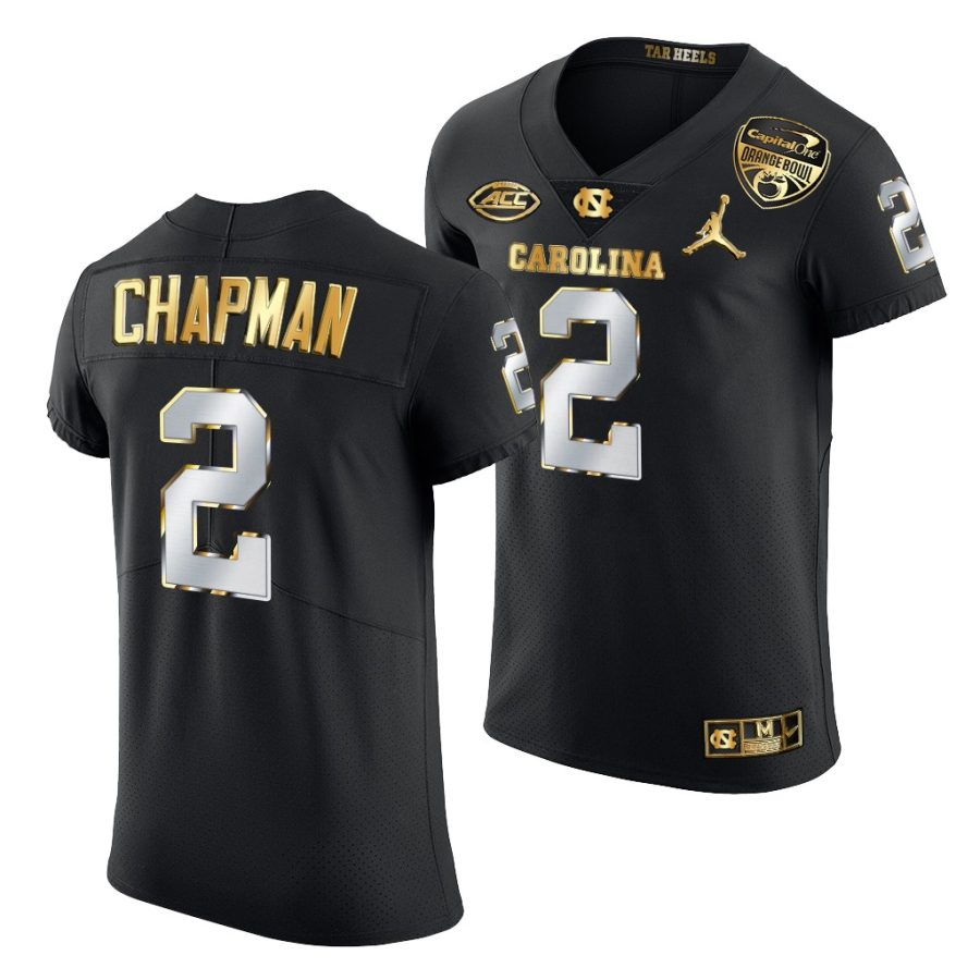 north carolina tar heels don chapman black 2021 orange bowl golden edition jersey