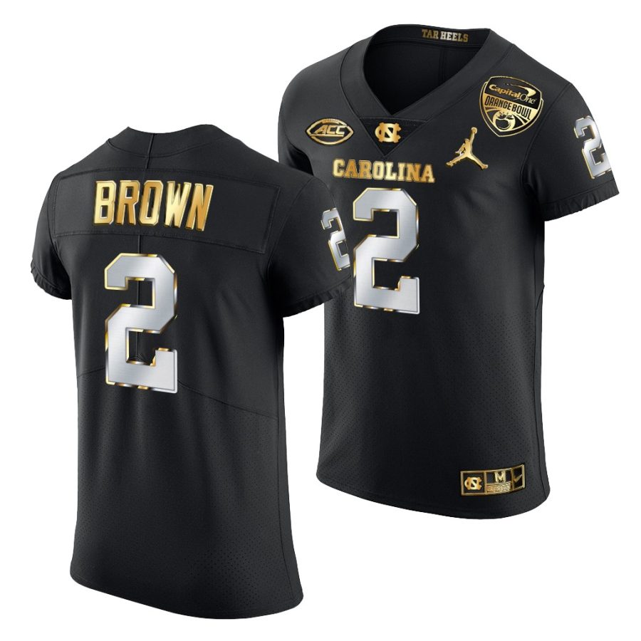 north carolina tar heels dyami brown black 2021 orange bowl golden edition jersey