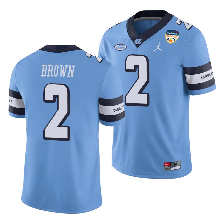 north carolina tar heels dyami brown carolina blue 2021 orange bowl game jersey