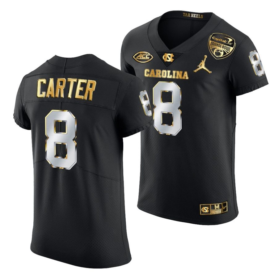 north carolina tar heels michael carter black 2021 orange bowl golden edition jersey