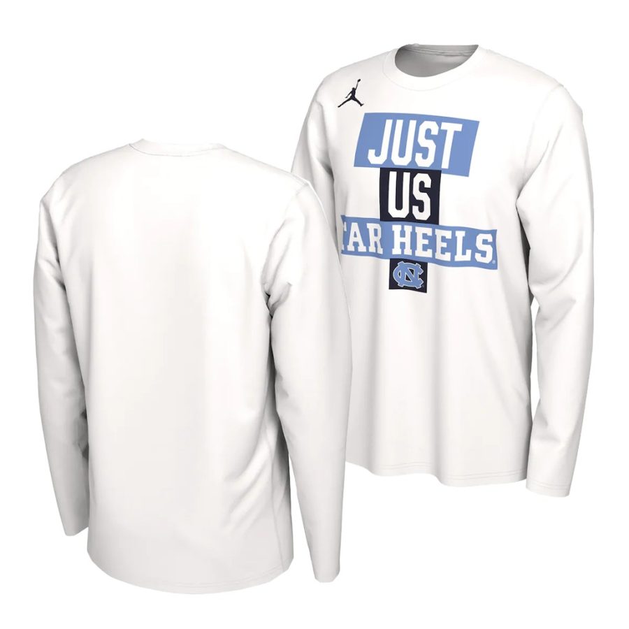 north carolina tar heels white 2021 postseason basketball just us bench long sleeve men t shirt