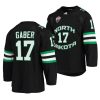 north dakota fighting hawks riese gaber 2022 college hockey black nchc jersey