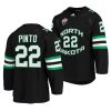 north dakota fighting hawks shane pinto college hockey black alumni jersey