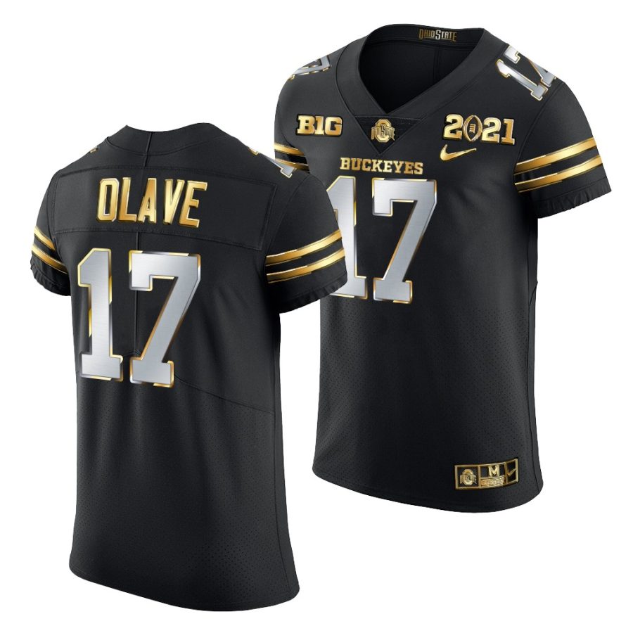 ohio state buckeyes chris olave black 2021 college football playoff championship golden authentic jersey