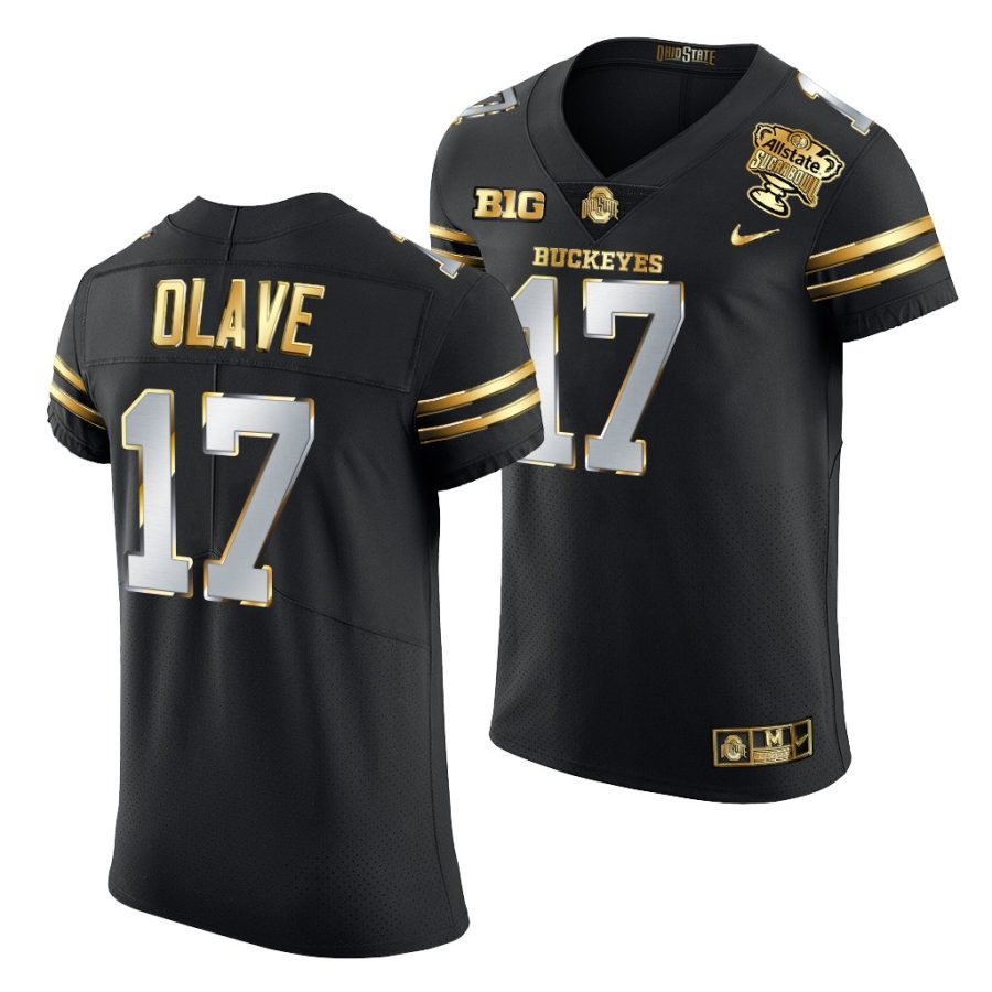 ohio state buckeyes chris olave black 2021 sugar bowl golden limited authentic football jersey