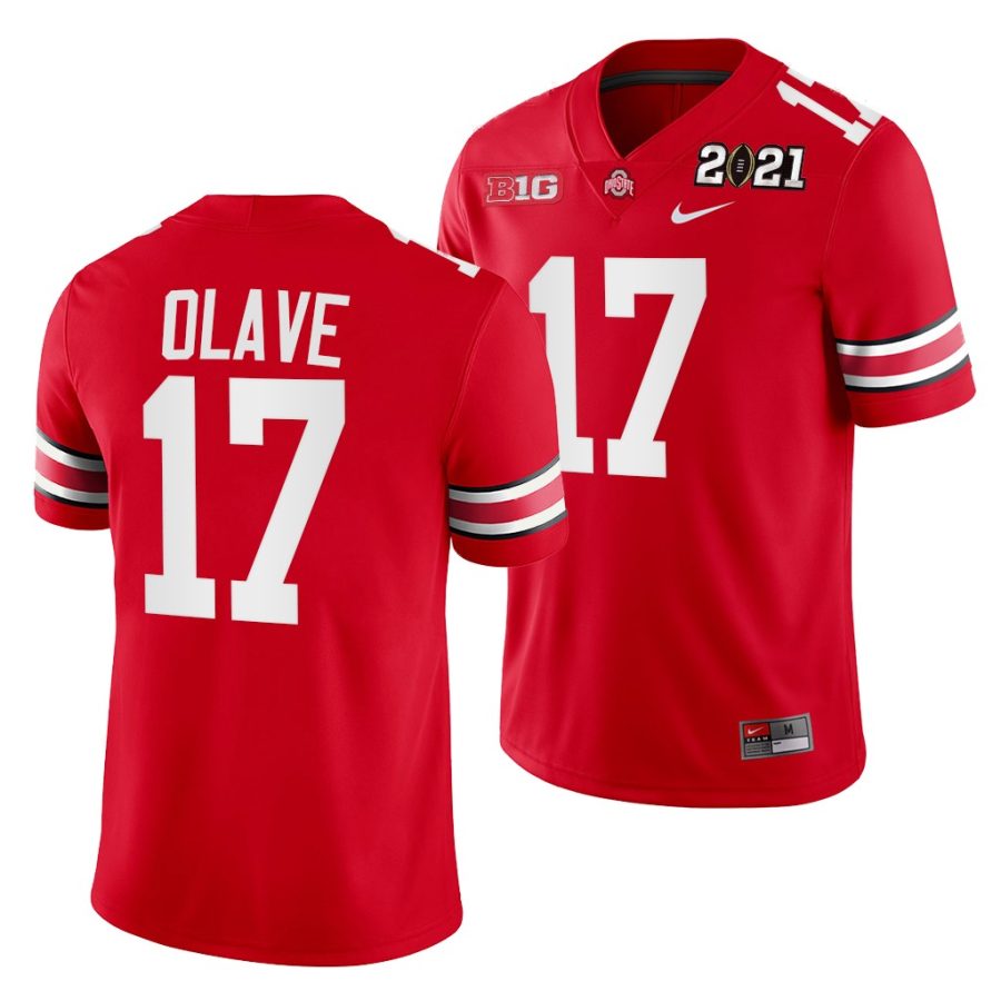 ohio state buckeyes chris olave scarlet 2021 sugar bowl champions college football playoff college football playoff jersey