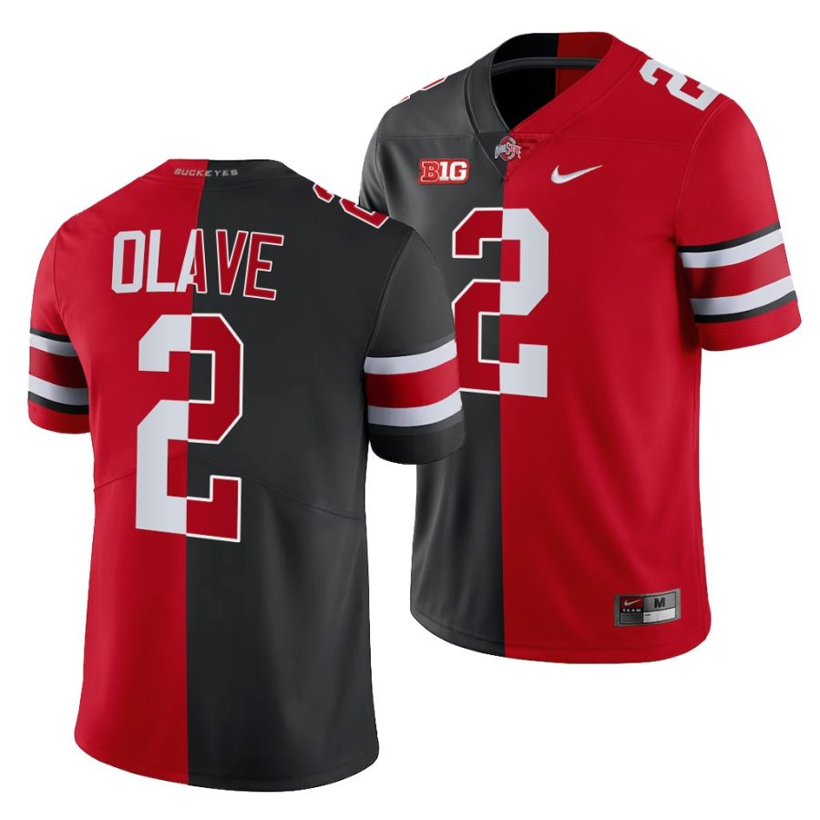 ohio state buckeyes chris olave scarlet black split edition men jersey