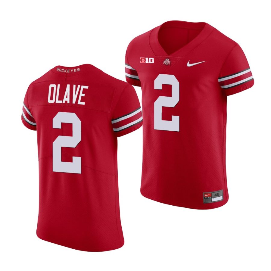 ohio state buckeyes chris olave scarlet college football men's jersey