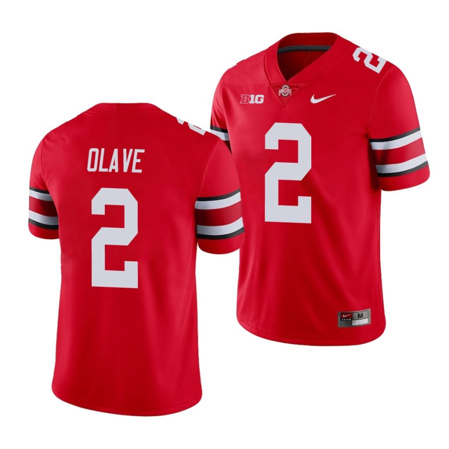 ohio state buckeyes chris olave scarlet game men's jersey 0