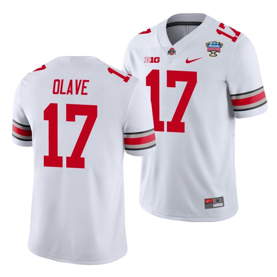 ohio state buckeyes chris olave white 2021 sugar bowl college football jersey