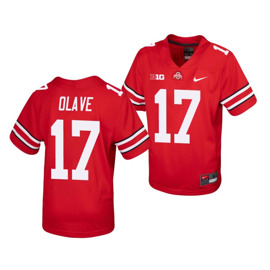 ohio state buckeyes chris olave youth scarlet college football jersey